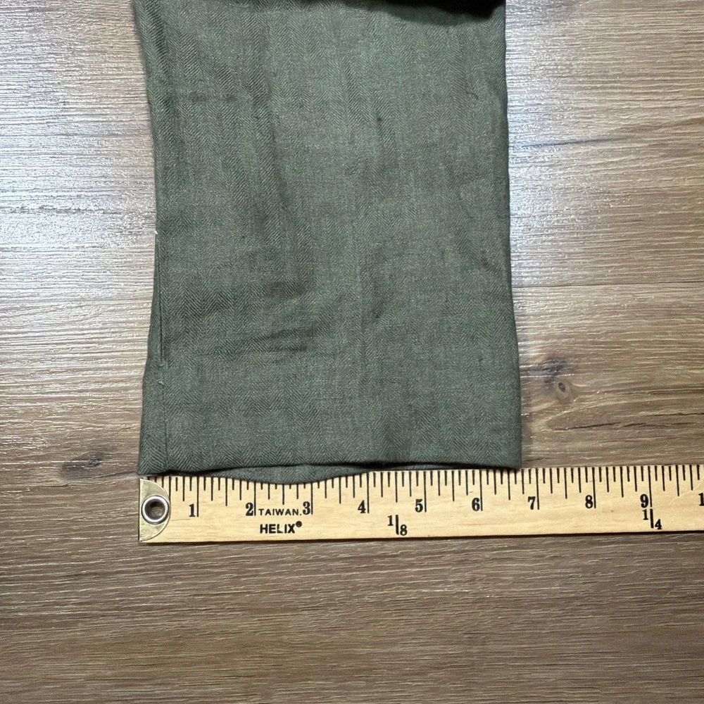 J Crew Bowery Pants Mens 29x30 Green Baird McNutt Irish Linen Herringbone Slim